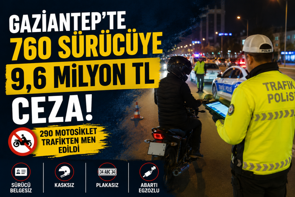 Gaziantep’te 760 Sürücüye 9,6 Milyon TL Ceza!